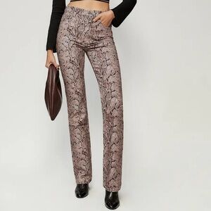 New Reformation Peyton Snakeskin Print High Rise Bootcut jeans pants Sz 27